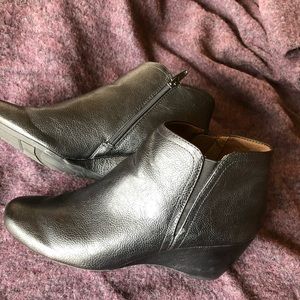 Black leather booties